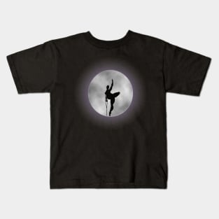 Disabled amputee ballerina dancing before a full moon Kids T-Shirt